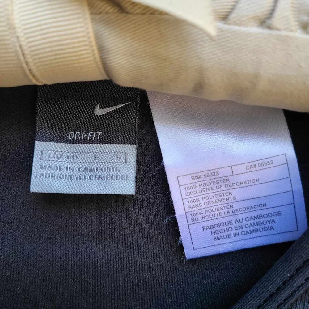 Nike Black V Neck Dri Fit Tee Shirt size Large
